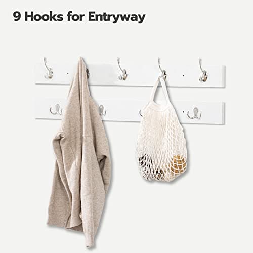 HOOBRO Shoe Storage Bench with Cushion, 39.4" L Entryway Bench with 12 Cubbies, Entryway Hall Tree with Storage, Cubby Shoe Rack Bench with Coat Rack for Hallway, Holds up to 330 lb, White WT112HX01 6