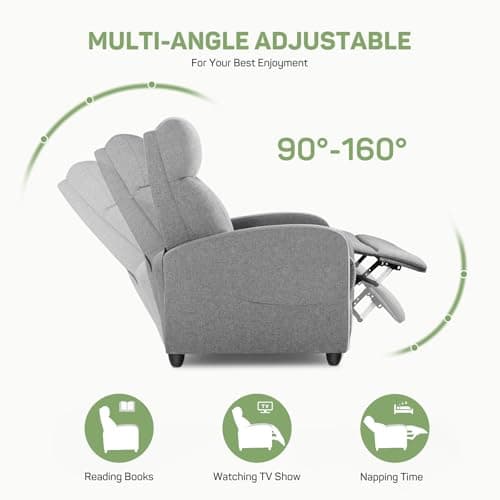 Recliner Chair with Massage and Lumbar Support, Small Fabric Home Theater Seating, Adjustable Modern Reclining Chair for Adults in Living Room 5