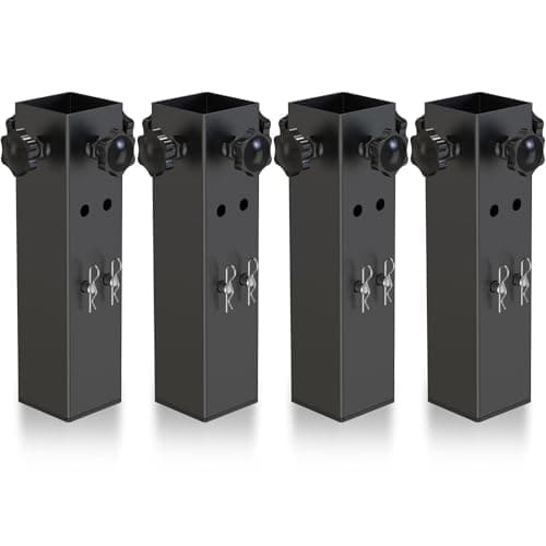 IRENPORU 4 Pack 2.3" Diameter Super Heavy Carbon Steel Bed Risers fit College Dorm Square Wooden Bed Frame, Table, Dorm Bed Riser Adjustable to 3.2" or 5.1" Heights