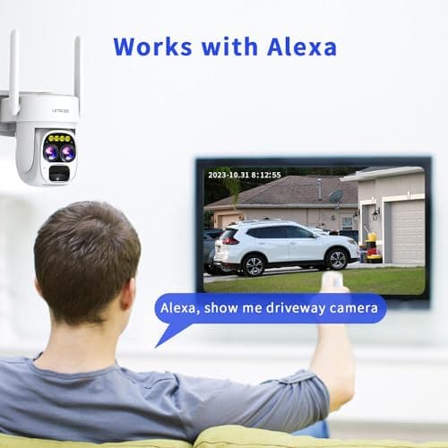 LETSCEE Security Cameras Wirelss Outdoor for Home Security, Alexa Cameras Solar Power,360 View Outside Camera,Motion Detection,10x Hybrid Zoom PAN Tile,IP-65 Weather Proof (1 Pack) 5
