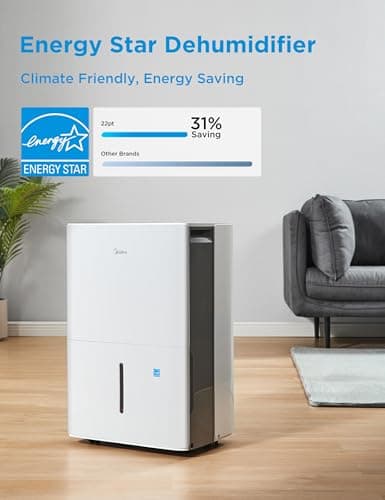 Midea 1,500 Sq. Ft. Energy Star Certified Dehumidifier With Reusable Air Filter 22 Pint - Ideal For Basements, Large & Medium Sized Rooms, And Bathrooms (White) 6