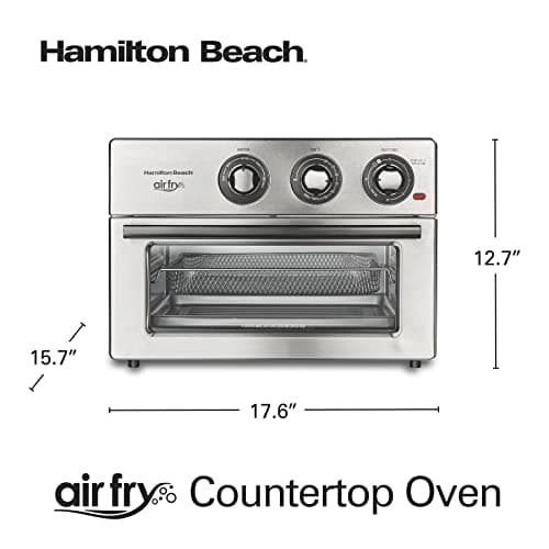 Hamilton Beach Toaster Oven Air Fryer Combo, Includes Bake, Broil, and Toast, Fits 12” Pizza, 1800 Watts, 6 Cooking Modes, Stainless Steel 8
