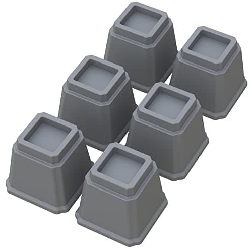 Whynonap Bed Risers Heavy Duty 5 Inches Bed Elevators, Set of 6 Lifts Up 3,000 lbs Furniture Riser for Sofa and Table, Grey