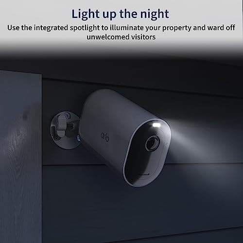 Arlo Pro 5S XL Spotlight Security Camera 2K HDR | Indoor/Outdoor | Band Wi-Fi Connects to Strongest Network | Longer Battery Life, 12X Zoom, Color Night Vision, 2-Way Audio - White, 3 Pack 8