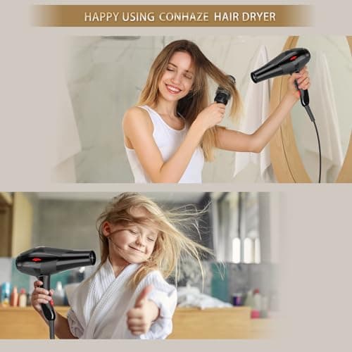Hair Dryer Professional Ionic Salon Hair Dryer 2400W Powerful Fast-Drying Blue Light Ionic Hair Dryers with Diffuser, AC Motor Constant Temperature Quiet Ion Dryers for Women Men 7