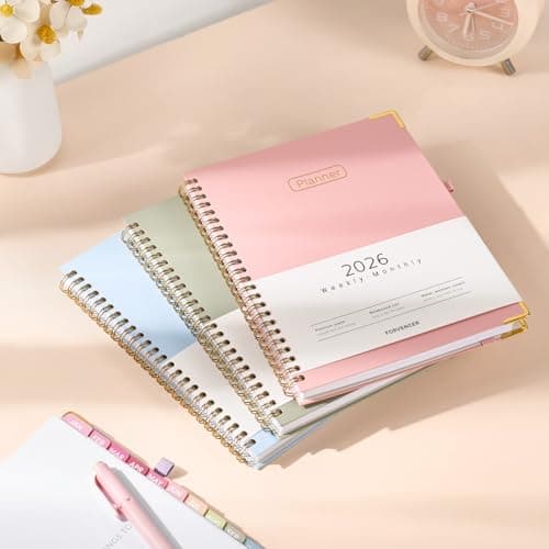 Forvencer 2026 Planner, Hardcover Calendar Planner Weekly and Monthly, Jan 2026 - Dec 2026, 6" x 8", Spiral Agenda Book with Tabs, Exquisite Daily Journal Organizer for Home School, Pink 6