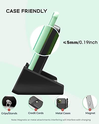 Wireless Charger YUWISS Wireless Charging Stand Cordless Charger 10/7.5/5W Compatible with iPhone 14 13 12/12 /11Pro Max/XR/XS Max/XS/X/8/8Plus Galaxy S22/S21/S9/S9+/S8/S8+ Note 5