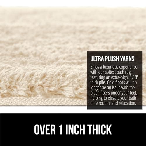 GORILLA GRIP Bathroom Rugs, Ultra Soft Absorbent Mat, Thick Plush Bath Rug, Machine Washable, Microfiber Quick Dry, Mats for Shower, Bathtub and Floor, Home Decor Accessories, 24x17, Ivory 6