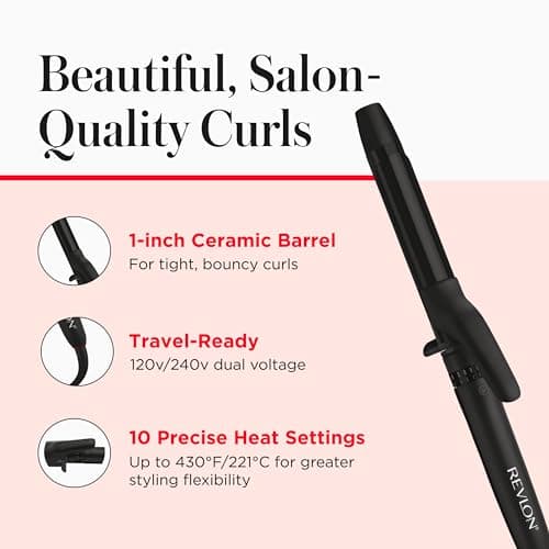 REVLON Smoothstay 1 Inch Curling Iron - Coconut Oil Infused Curling Wand Helps Enhance Shine & Smoothness, Creates Tight Bouncy Curls, and Reduced Frizz 5