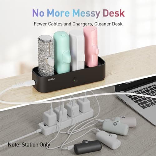 iWALK Charger Station for Portable Charger 4500mAh,4800mAh, 5000mAh, Power Bank for iPhone Charging Station Multiple USB-C Family-Sized Charger Station for Home(Station Only),Black 5