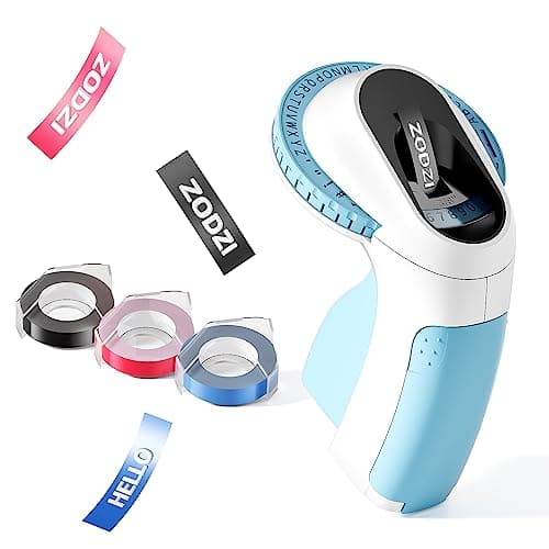 Embossing Label Maker Machine with Tapes, Embossed Label Maker handheld, Manual Embosser Machine, Vintage Label Makers for Organizing with 3 Rolls 9mm Label Tapes for Home and Office DIY Crafting-Blue