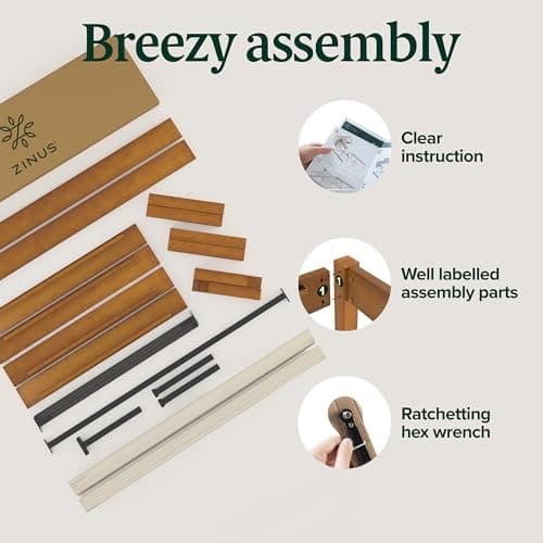 Zinus Ellie 14 Inch Full Bamboo Platform Bed Frame, Wood Slat Support, No Box Spring Needed, Easy Assembly, Brown 7