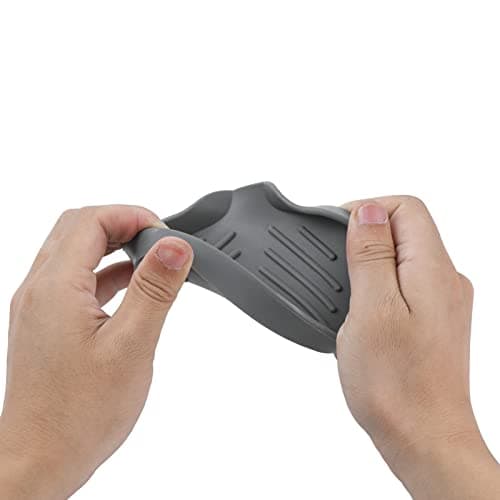 MicoYang Silicone Bathroom Soap Dishes with Drain Spout-Bathroom and Kitchen Sink Organizer,Sponge Holder,Dish Soap Tray,Perfect for Dispenser,Scrubber,Bottle,Cup on Sink or Counter-Grey 4.9"×3.2" 9