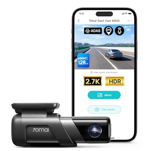 70mai Dash Cam M500, 2.7K Dash Cam Front, Dash Camera for Cars Built in eMMC 128GB, GPS, ADAS, Dashcam with HDR Night Vision,170° FOV, Parking Monitor, G-Sensor, Time-Lapse, App&WiFi, Voice Control