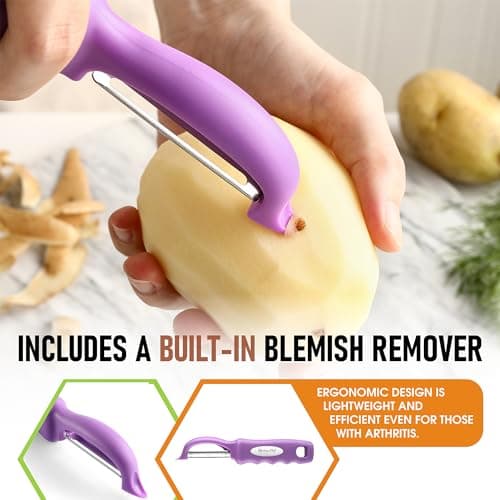 Spring Chef Premium Swivel Vegetable Peeler, Comfortable Handle and Ultra Sharp Stainless Steel Blades - Perfect Kitchen Peeler For Veggie, Fruit, Potato, Carrot, Apple - Orchid 5
