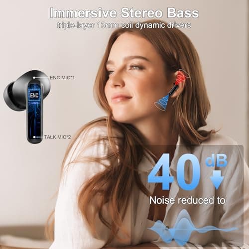 Wireless Earbuds, Bluetooth 5.4 Headphones with 4 ENC Noise Cancelling Mic, in Ear Earbuds IP7 Waterproof, 45Hrs Playtime Wireless Headphones HiFi Stereo Deep Bass, Bluetooth Earphones for Android iOS 6