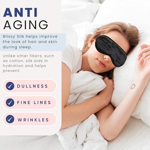 Blissy Silk Sleep Mask - Eye Sleeping Mask for Women & Men for Total Blackout - 100% Pure Mulberry Silk, 22 Momme 6a Fibers - Blindfold Sleep Mask Side Sleeper Eye Cover (Non Adjustable) 6