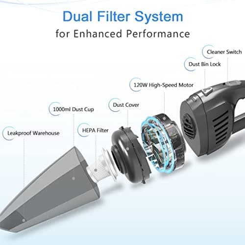 Portable Cordless Car Handheld Vacuum Cleaner, Strong Suction 8000PA, High Power 120W, Wet & Dry Use, Quick Cleaning for Vehicle, House, Office 6