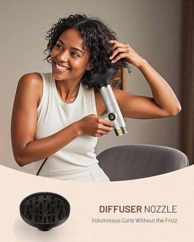 HITTIONA Dual Voltage Travel Hair Dryer with Magnetic Diffuser - 2000W High-Speed Ionic Hair Dryers Gift for Women, Fast Drying, Low Noise, Lightweight, No Heat Damage, European Travel 110V-240V, Gold 5