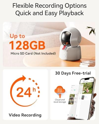 LongPlus 2K Vicohome Security Camera, 2.4/5GHz Indoor Camera for Home, Remote Pan Tilt Camera with Night Vision, One Touch Call, Motion Detection, Auto Tracking, Compatible with Alexa 8