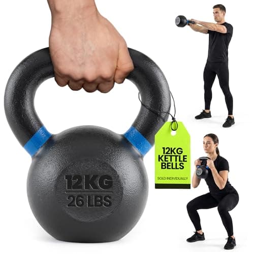 Rage Fitness 12 KG (26lbs) Kettlebell, Single-cast Iron, No-welded Joints, Wide Handle, Strength Training Kettlebells, Cast Iron Kettlebell Set, Powder Coated Kettlebell Weights For Men & Women