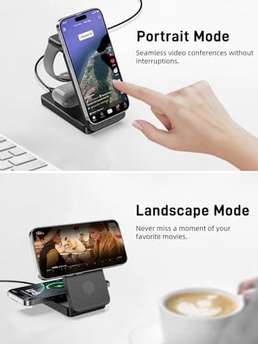 Wireless Charger for Apple Charging Station, Dual MagSafe Charger for iPhone 17/17 Pro/17 Pro/iPhone 16 Pro Max//AirPods, 3 in 1 Foldable iPhone Charging Station, Watch Charger for Apple iWatch Series 6