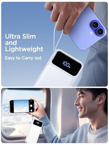 Aioneus Magnetic Portable Charger 10000mAh Magnetic Power Bank with PD 20W USB-C Fast Charging & Slim for Magsafe Battery Pack for iPhone 16/15/14/13/12 Pro/Max/Plus/Mini(Black) 5