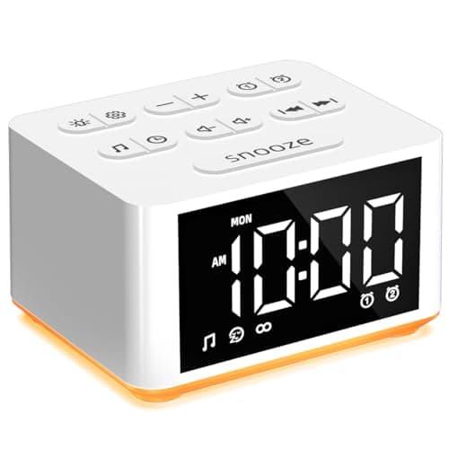 【3 in 1】 Sound Machine Dual Alarm Clock Night Light White Noise Machine 27 Sleeping Sounds for Adults Kids Precise 32 Level Volume Sleep Timer Memory Function Digital Clock with 30 Wake Up Sounds