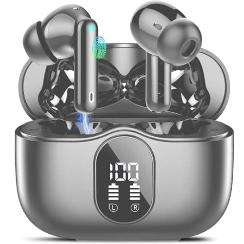 Wireless Earbuds Bluetooth Headphones, Bass Stereo Bluetooth Earbuds with Noise Cancelling Mic, in Ear Earphones, LED Display Ear Buds