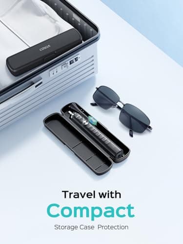 COSLUS Sonic Electric Toothbrush for Adults C40(DY-108Pro): 47000 VPM for Deep Cleaning with Travel Case - 5 Modes for Sensitive Teeth & Brace, Wireless Charging, 6 Brush Heads for Family, Black (1PC) 6