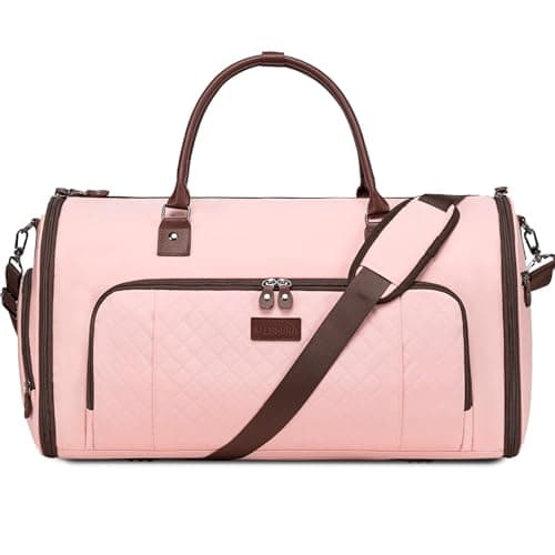 Convertible Garment Bags for Travel, Carry On Garment Duffle Bags for Women, Garment Bag with Shoes Compartment, 2 in 1 Travel Suit Bag with Detachable Shoulder Strap (Pink)