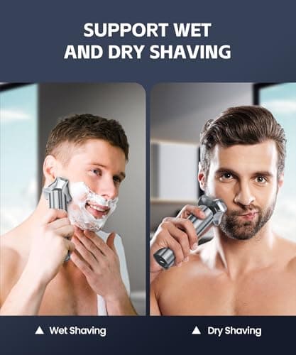 Electric Razor for Men，10,000RPM High-Speed Motor, IPX8 Waterproof, USB Fast Charging, Quick Charge & Travel Lock，Metallic Gray 6