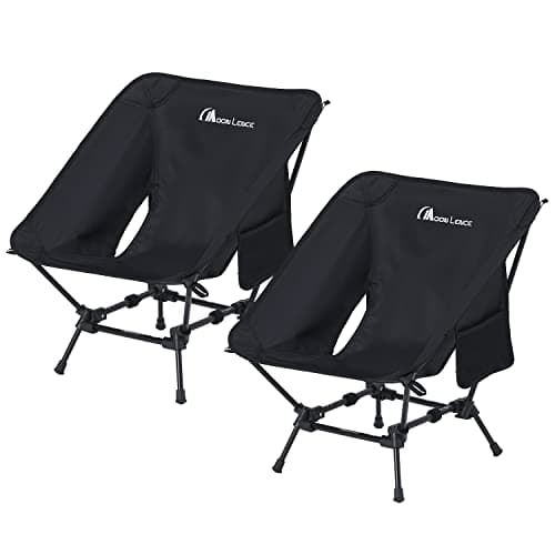 MOON LENCE Portable Camping Chair, Backpacking Chair, Ultralight & Compact, 400 lbs Capacity, for Outdoor Camp, Travel, Beach, Picnic, Hiking (Black(Low Height) 2 Pack)