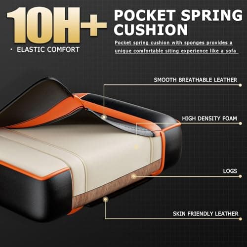 Ntiibcuy Ergonomic Gaming Chair with Footrest in PU Leather | Adult Gamer/Office Chair with Lumbar Support & Reclining Feature for Comfortable, Heavy Use 7