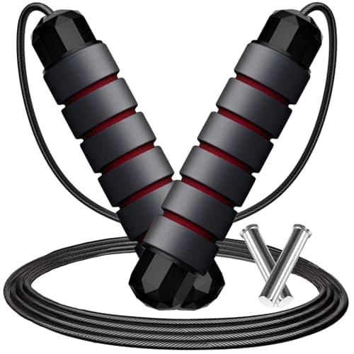 Adjustable Weighted Jump Rope, 9ft Long Tangle-Free Rapid Speed Jumprope for Exercise Calisthenics Fitness Jumping Skipping Double Dutch Boxing Crossfit, Workout Stuff for Women Men Kids Adult