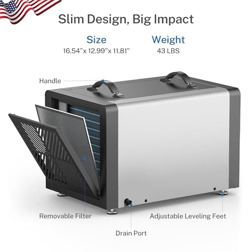 Yaufey 70 Pint Energy Star Commercial Dehumidifier with Pump for Crawl Space, Basement, Industrial, up to 5,000 Sq. Ft., 10%-98% RH Humidity Control, Auto Defrost, TUV Certified, 5-Year Coverage 7