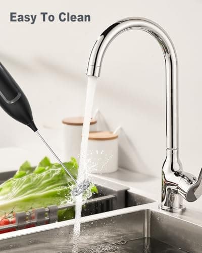 Milk Frother Handheld Battery, Electric Foam Maker Frother Wand, Drink Mixer with Stainless Steel Whisk for Coffee, Matcha, Lattes, Cappuccino Black 5