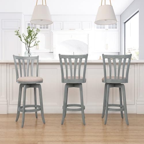 Hillsdale Furniture Savana Wood Bar Height Stool, 30" high, Blue Wire Brush 6