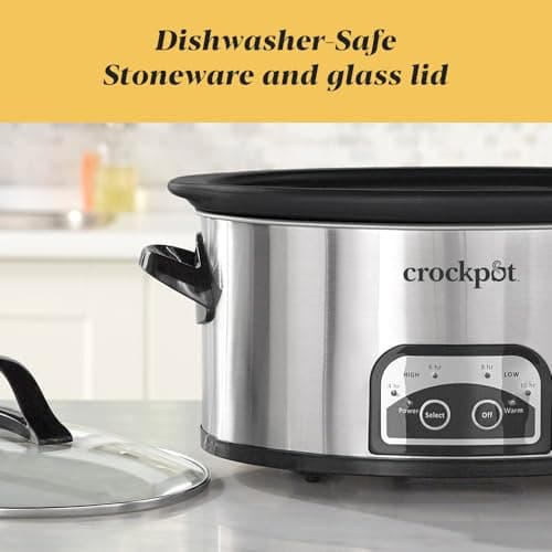 Crock-Pot 6 Quart Programmable Slow Cooker with Timer and Auto Food Warmer Setting, Stainless Steel 5