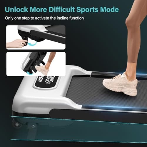 Walking Pad with Incline, Under Desk Treadmill for Home Office, 2.5HP Portable Treadmills with Panel & Remote Control, 4 in 1 Walking Running Machine Manual Incline, Compact Treadmill 265LB Capacity 8