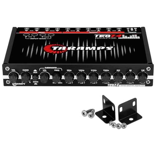 Taramps TEQ 7.4 Stereo 7-band Graphic Equalizer Car Audio Rca Input/Output, Auxiliary Gain, Fader Control 2 Input Channel 3 Output Channel, Blue LED Sound Equalizer 5