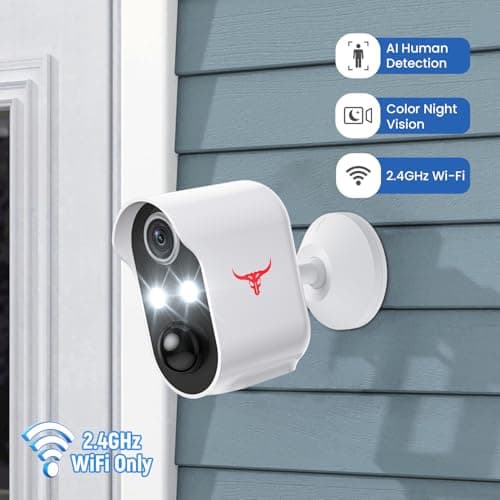 BotMelt 1080P Outdoor Security Camera Wireless, AI Human Detection, Live View, 2.4G WiFi, Home Security System, Instant Alerts, 2-Way Talk, Cloud Storage, Battery Powered 7