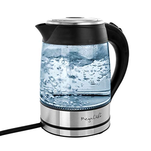 Megachef Glass and Stainless Steel Electric Tea Kettle, 1.8 L