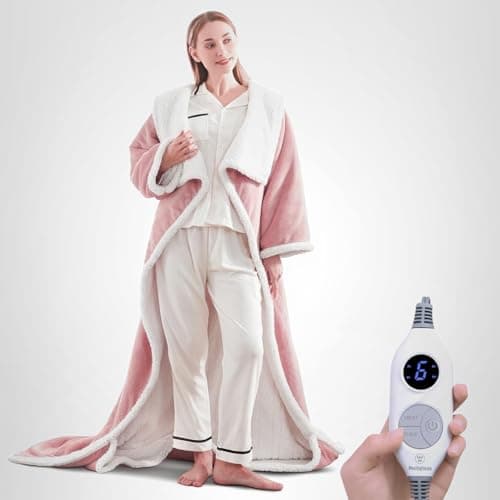 Westinghouse Electric Snuggle Throw Blankets with Foot Pocket, Wearable Heated Blanket with Sleeves, 6 Heating Levels & 2 to 10 Hours Heating Time Settings, 50 * 70"+18", Pink 11