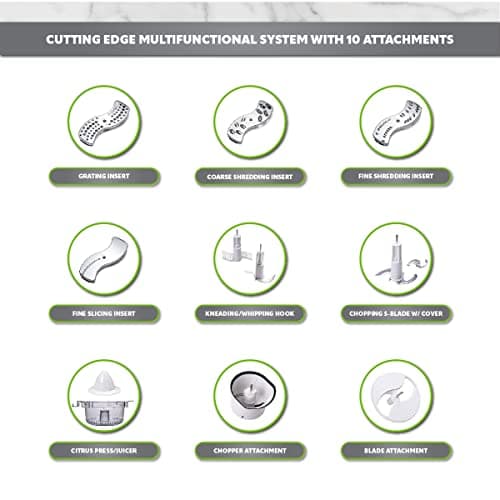 Braun FP3020 12 Cup Food Processor Ultra Quiet Powerful motor, includes 7 Attachment Blades + Chopper and Citrus Juicer , Made in Europe with German Engineering, White 5