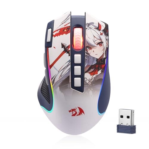 Redragon M612AK PRO RGB Anime Gaming Mouse, 8000 DPI Wired/Wireless Optical Mouse with 9 Programmable Buttons & 7 Backlit Modes, BT & 2.4G Wireless, Software Supports DIY Keybinds Rapid Fire Button