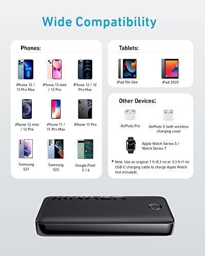 Anker Power Bank, 20,000mAh Portable Charger with 22.5W Max Fast Charging, 2 USB-A, 1 USB-C for iPhone 16/15/14/13/12 Series, Samsung, iPad Pro, AirPods, Apple Watch, and More 5