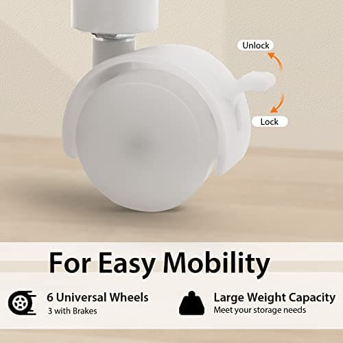 Tangkula White Folding Desk with 3 Drawers, Mobile Home Office Desk Study Writing Desk with Smooth Wheels, Space Saving Compact Table for Dorm Apartment, Rolling Couch Desk Table 8