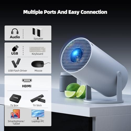 Projector with WiFi and Bluetooth, Mini Projector, 4K 1080P Support Portable Wireless Movie Projectors 220° Rotatable 130'' Screen Auto Keystone Compatible with HDMI/iPhone/TV Stick for Bedroom Indoor 8