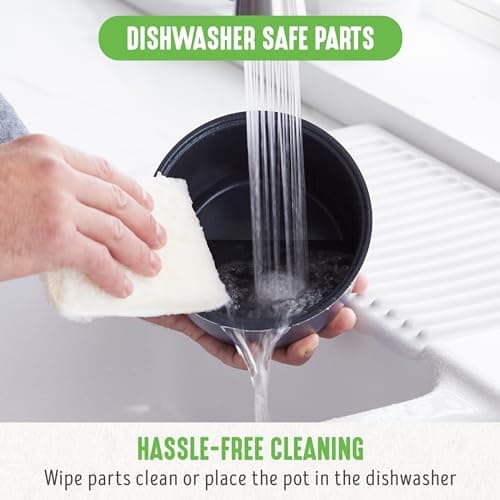 GreenLife Digital Rice & Beans Cooker, 2-Cups Uncooked/4-Cups Cooked, Removable Nonstick Ceramic PFAS-Free Pot, One-Touch Presets, Oats, Quinoa, Brown Rice, Auto Keep Warm, Fuzzy Logic Tech, 1.5 QT, White 7